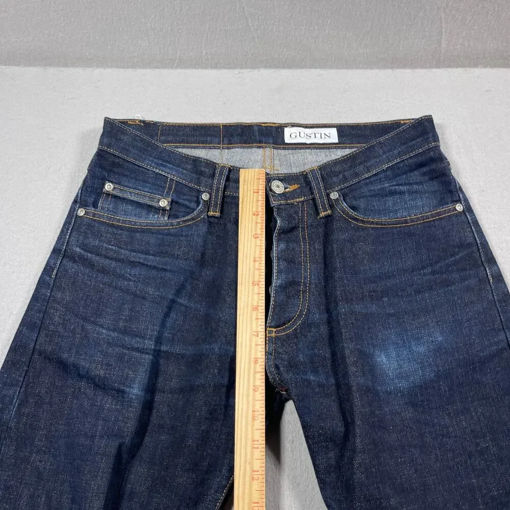 Gustin Jeans Men 31x34 Slim Fit Raw‎ Selvedge Denim Button Fly Made in USA